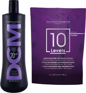 DCM 10 Levels - Violettes Blondierpulver mit DiaPlex + DCM Oxidations-Emulsion - Oxydant / Entwickler - 1x 500 g + 1x 1000 ml