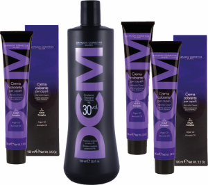 DCM Crema colorante - Cremehaarfarbe + DCM Oxidations-Emulsion - Oxydant / Entwickler - 3x 100 ml + 1x 1000 ml