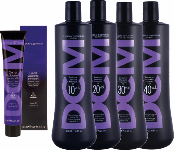 DCM Crema colorante - Cremehaarfarbe + DCM Oxidations-Emulsion - Oxydant / Entwickler - 3x 100 ml + 1x 1000 ml
