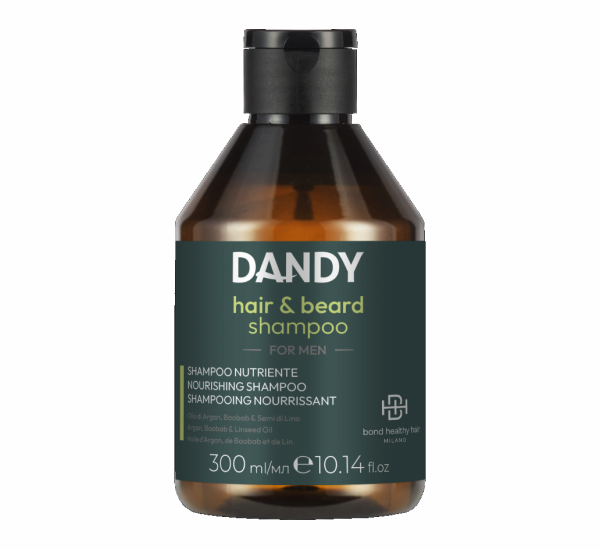 Dandy Hair & Beard Shampoo with Argan, Baobab and Linseed Oil - 300 ml