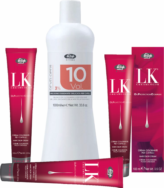 Lisap LK OPC Cremehaarfarbe mit Anti-Aging-Komplex + Lisap Developer - Oxydant / Entwickler - 3x 100 ml + 1x 1000 ml