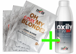 Itely - Oh My Blonde - Iconic Blonde - Blaues Blondierpulver + Itely Oxily Oxidations-Emulsion - Oxydant / Entwickler - 3x 30 g + 1x 180 ml
