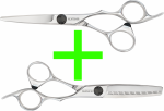 Kyone 710 Schneideschere / Haarschere - 6,5" + Kyone 710T Modellierschere / Effilierschere - 6,0" - 40 Zähne